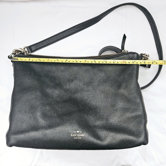 Kate Spade Black 100% Pebbled Leather Messenger 2 Way Shoulder Bag - Picture 14 of 16